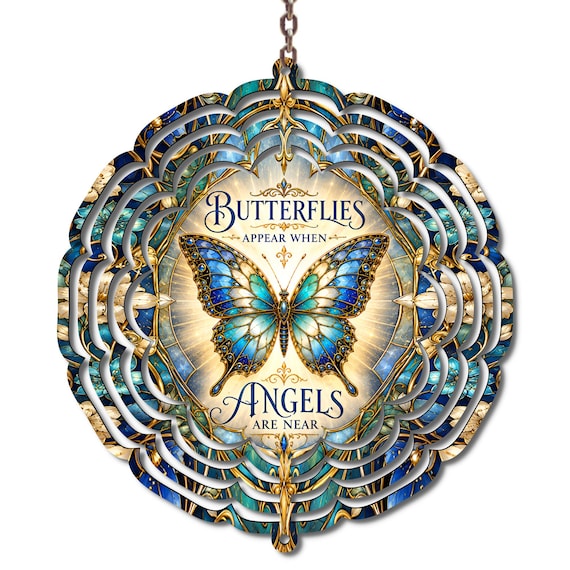 Butterfly Memorial Wind Spinner | Angels Are Near Garden Decor, Sympathy Gift