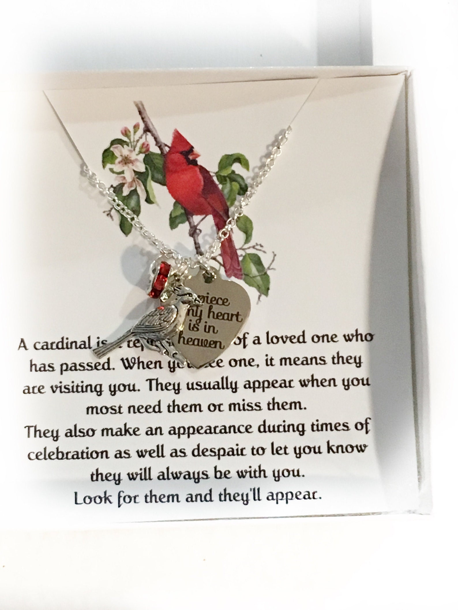 Cardinal Memorial Necklace Memorial Gift Bereavement Gift Etsy