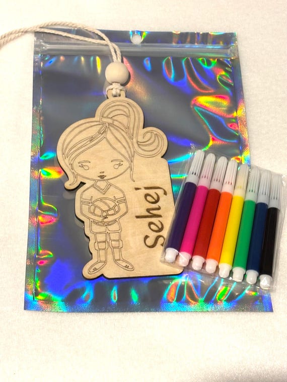 Volleyball Ornament, Wooden Ornament, DIY Ornament, Color Your Own, Christmas, Granddaughter Gift