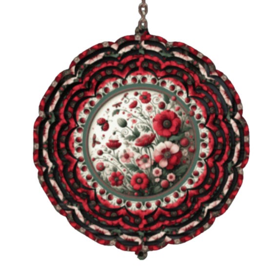 Red Poppy Flowers Wind Spinner, Memorial Day, Veterans, Grandma Gift