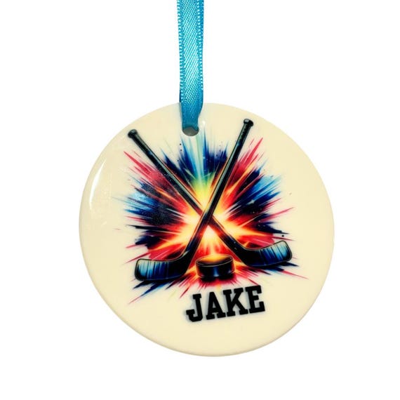 Hockey Ornament, Hockey Gift, Personalized, Christmas, Ice Hockey, Grandson Gift
