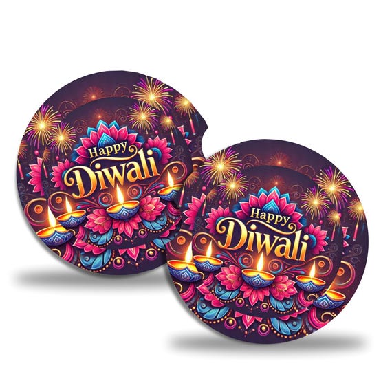 Diwali Car Coasters, South Asian, Indian, Car Accessories, Diwali, Mom Gift