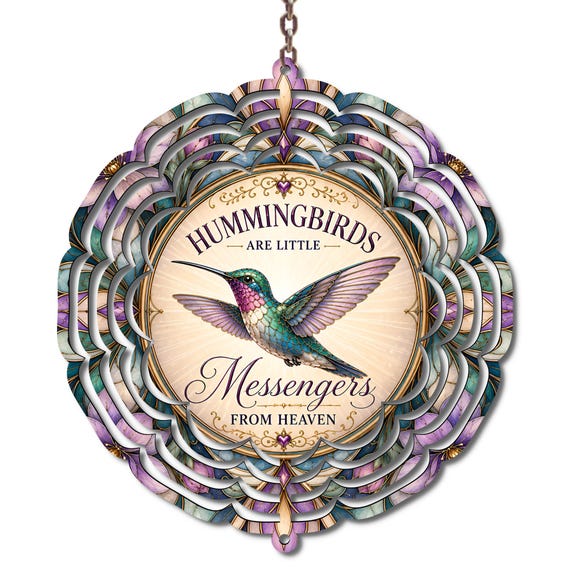 Hummingbird Wind Spinner | Hummingbirds Are Little Messengers From Heaven | Memorial Garden Decor | Sympathy Gift | Remembrance Gift