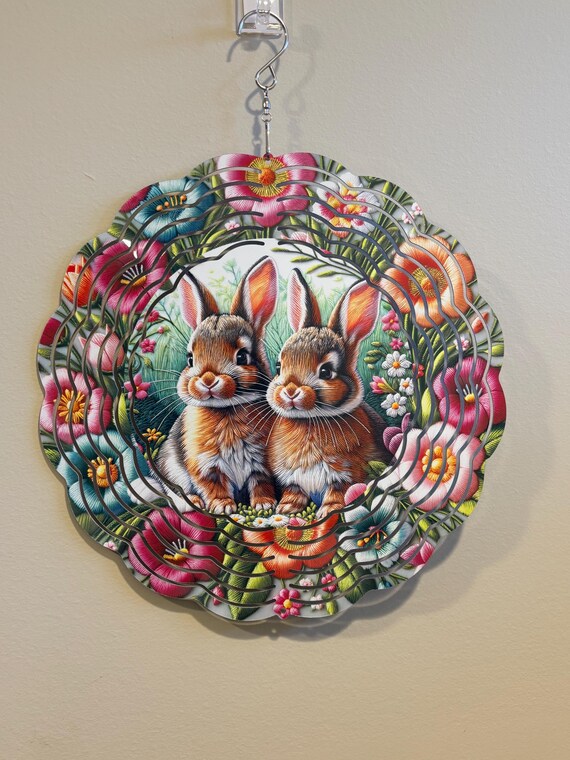 Easter Decoration, Spring Wind Spinner, Bunny Decor, Mom Gift