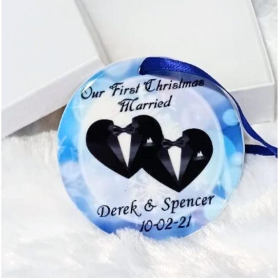 Gay Wedding Gift, First Christmas Married Ornament, Wedding, Couple Gift