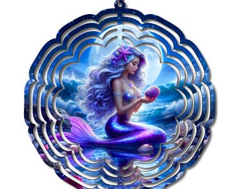Mermaid Wind Spinner Ocean Fantasy Decor Mermaid Garden Decor Coastal Metal Wind Spinner Beach Decor Nautical Gift Outdoor Yard 10 Inch