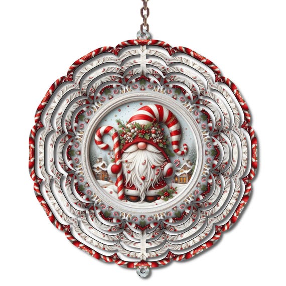 Gnome Christmas Decor, Wind Spinner, Candy Cane, Christmas, Coworker Gift