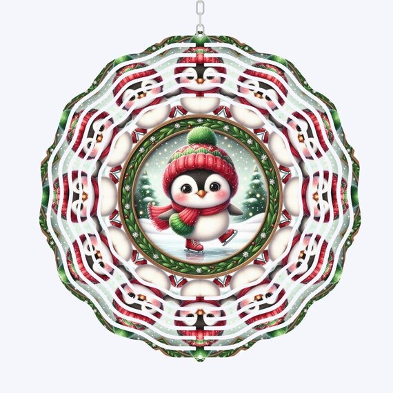 Penguin Ice Skating Wind Spinner, Winter, Competition, Ice Skater, Birthday Gift for Daughter