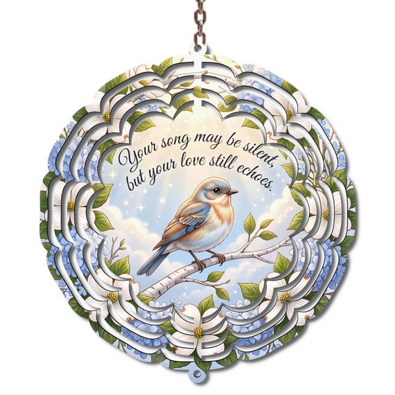 Bluebird Memorial Wind Spinner, Sympathy Gift for Loss, Remembrance Garden Decor, Your Love Still Echoes