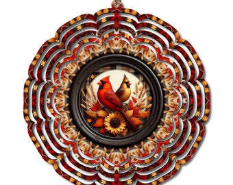 Fall Cardinal Wind Spinner, Autumn Decor, Thanksgiving, Mom Gift