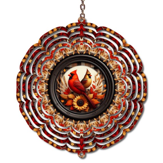 Fall Cardinal Wind Spinner, Autumn Decor, Thanksgiving, Mom Gift