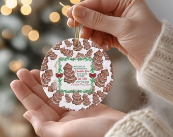 Funny Christmas Tree Cake Ornament, Christmas Snack Lover Gift, Christmas Ornament, Foodie Christmas Decor, Coworker Gift, Secret Santa