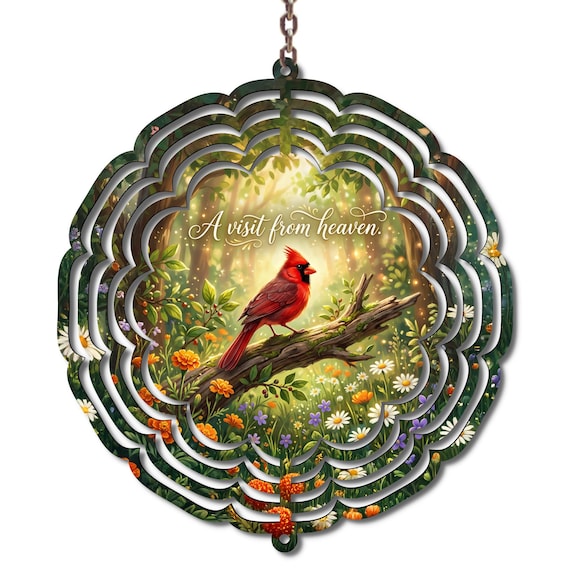 Cardinal Memorial Wind Spinner | A Visit From Heaven | Sympathy Gift | Memorial Gift for Mom | Loss of Loved One Gift