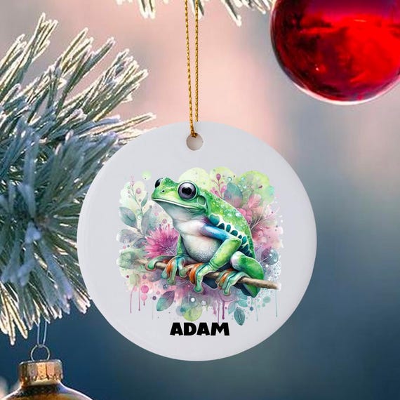 Personalized Frog Ceramic Christmas Ornament
