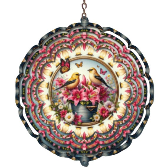Goldfinch Decor, Bird Lover Decor, Spring Decor, Wind Spinner, Mothers Day, Grandma Gift