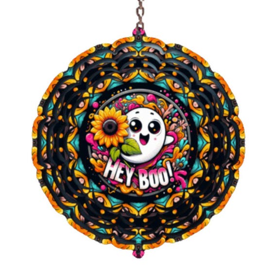 Halloween Ghost Wind Spinner, Hey Boo, Halloween, Girlfriend Gift