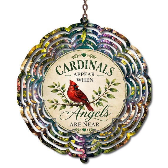 Cardinal Wind Spinner | Cardinals Appear When Angels Are Near | Memorial Garden Decor | Sympathy Gift | In Loving Memory Wind Spinner