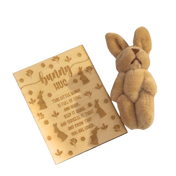 Tiny Bunny Hug Gift, Mini Plush Bunny with Poem Card, Pocket Hug Keepsake, Easter Basket Filler, Baby Shower