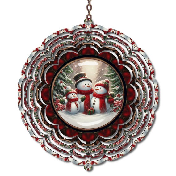 Snowman Wind Spinner, Christmas, Winter Decor, Mom Gift