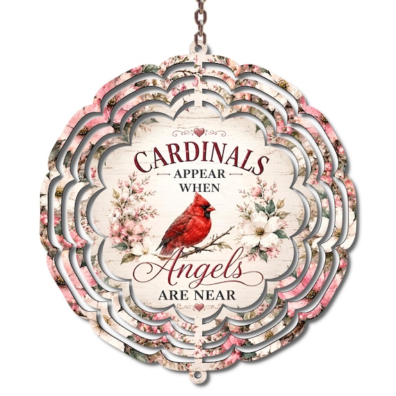 Cardinal Wind Spinner | Cardinals Appear When Angels Are Near | Memorial Garden Decor | Sympathy Gift | In Loving Memory Wind Spinner