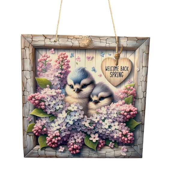 Spring Decor, Spring Door Hanging, Square Door Hanging, Mom Gift