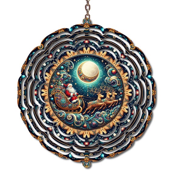 Santa Wind Spinner, Christmas Eve, Garden Decor, 10 inch, Christmas, Friend Gift