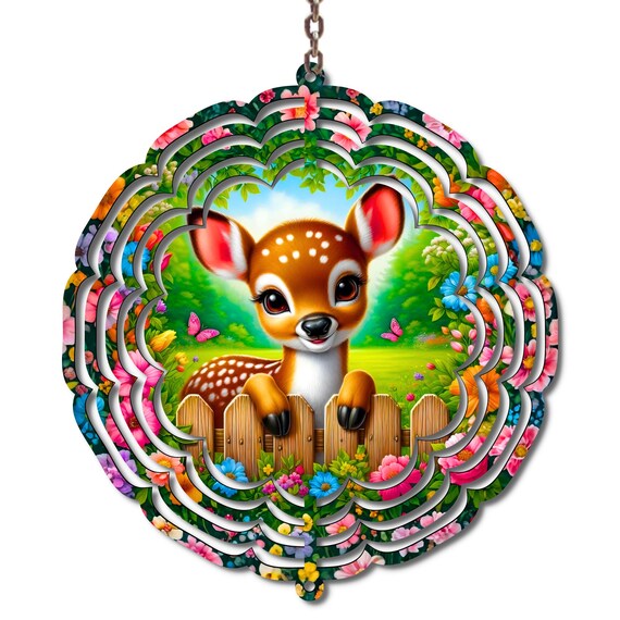 Mother’s Day Deer Wind Spinner | Cute Baby Deer Garden Decor | Gift for Mom | Spring Garden Decor
