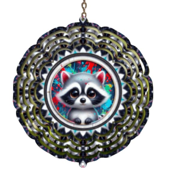Raccoon Decor, Wind Spinner, Raccoon Lover, Christmas, Friend Gift