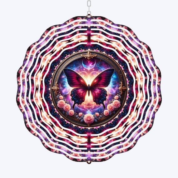 Burgundy Butterfly Wind Spinner, Yard Art, 50th Birthday Gift for Mom