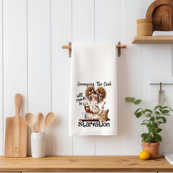Annoying the Cook Waffle Towel, Funny Kitchen Towel with Sass, Birthday, Mom Gift