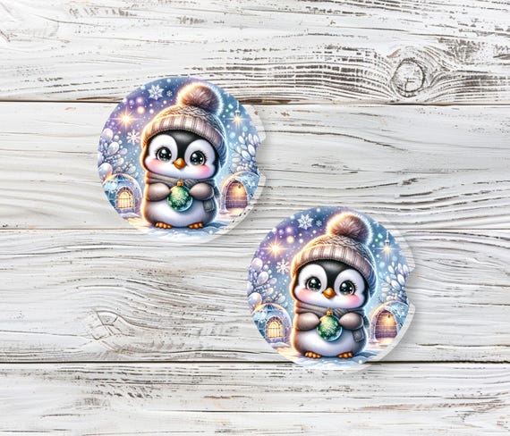 Penguin Gift, Penguin Car Coasters, Stocking Stuffers, Secret Santa, Daughter Gift