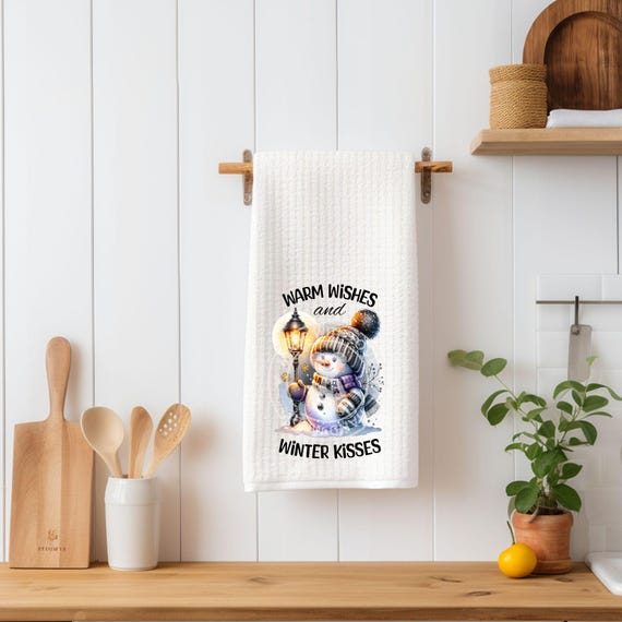 Christmas Kitchen Towels, Snowman, Christmas Decor, Mom Gift