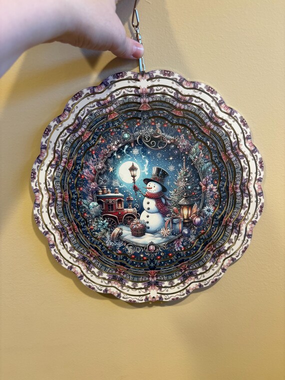 Snowman Wind spinner, Christmas Decor, Mom Gift