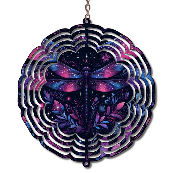 Dragonfly Wind Spinner, Spiritual Garden Decor, Witchy Outdoor Decor, Celestial Dragonfly Art, Boho Wind Spinner, Mystical Garden Decor