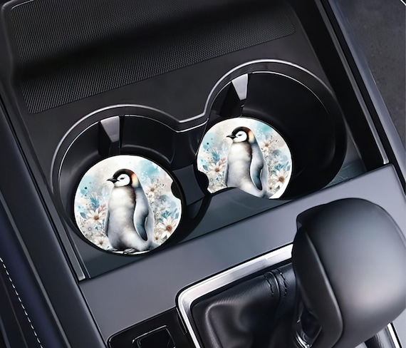 Penguin Gift, Penguin Car Coasters, Car Accessories, Christmas, Stocking Stuffer, Coworker Gift