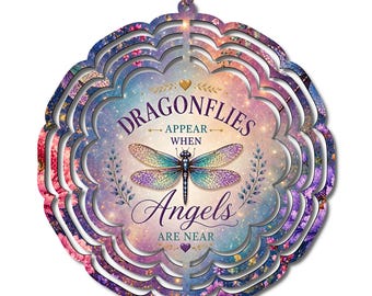 Dragonfly Wind Spinner | Dragonflies Appear When Angels Are Near | Memorial Garden Decor | Sympathy Gift | Remembrance Gift