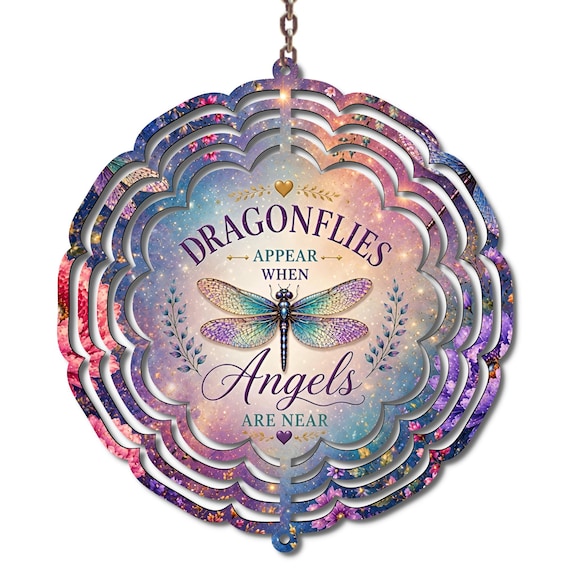 Dragonfly Wind Spinner | Dragonflies Appear When Angels Are Near | Memorial Garden Decor | Sympathy Gift | Remembrance Gift