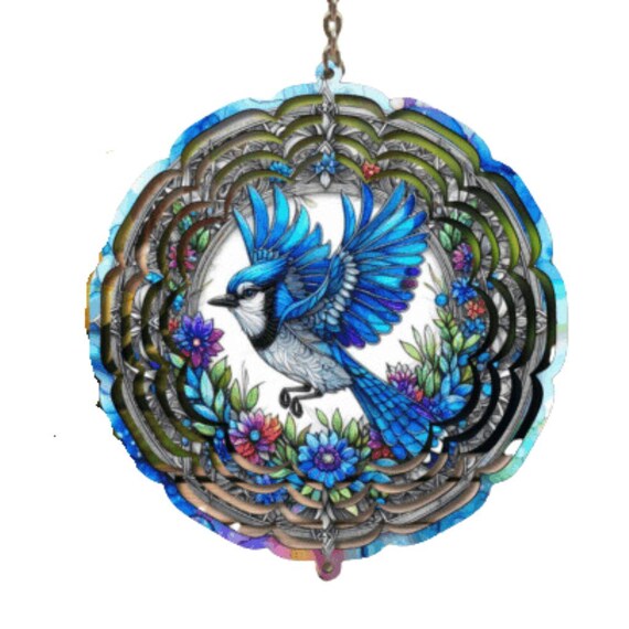 Blue Jay Wind Spinner, Bird Lover Gift, Christmas, Grandma Gift