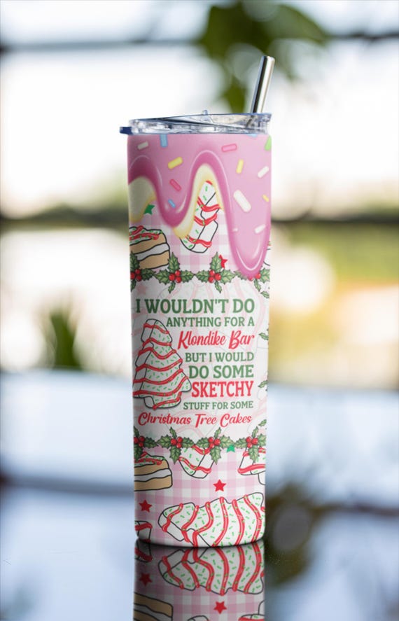 Christmas Skinny 20 oz Tumbler, Christmas Tree, Tumbler with Straw, Friend Gift