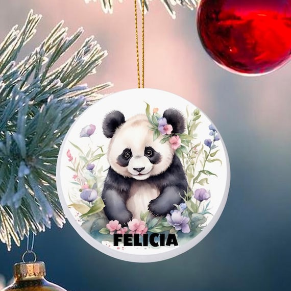 Personalized Panda Ceramic Christmas Ornament