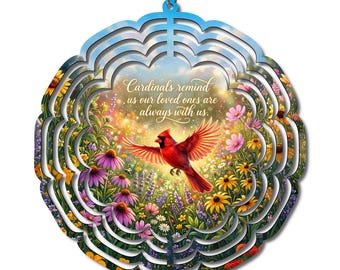 Cardinal Memorial Wind Spinner | Woodland Scene, Floral Accents, Sympathy Gift