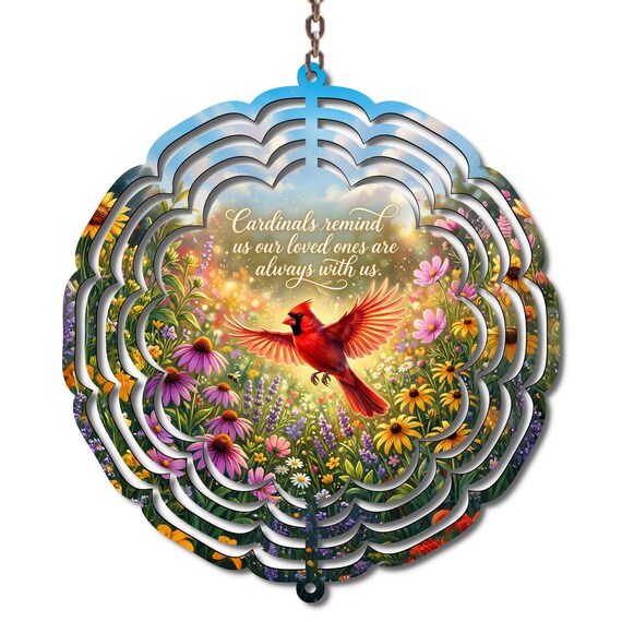 Cardinal Memorial Wind Spinner | A Visit From Heaven | Sympathy Gift | Memorial Gift for Mom | Loss of Loved One Gift
