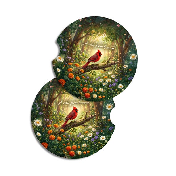 Cardinal Memorial Car Coasters | Loved Ones Never Truly Leave Us | Sympathy Gift | Memorial Gift for Mom | Cardinal Remembrance Gift