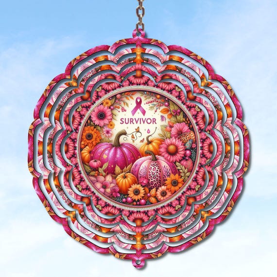 Breast Cancer Awareness, Wind Spinner, Fall Decor, Autumn, Friend Gift