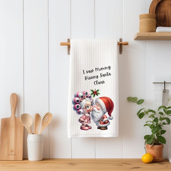 Santa Kitchen Towel, Christmas, Mom Gift