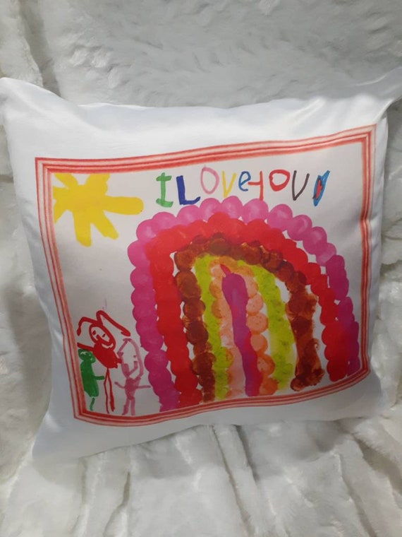 Child's Artwork Display Printed on Pillow, Child's Artwork Gift, Christmas Gift for Grandma