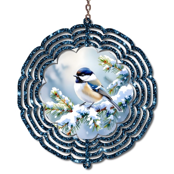 Bird Lover Gift, Chickadee, Wind Spinner, Christmas, Grandma Gift