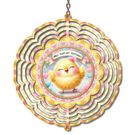 Cute Chick Metal Wind Spinner, Easter Garden Decor, Funny Spring Wind Spinner, Yard Art, Whimsical Outdoor Patio