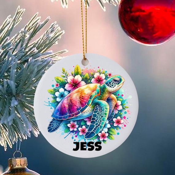 Personalized Sea Turtle Ceramic Christmas Ornament
