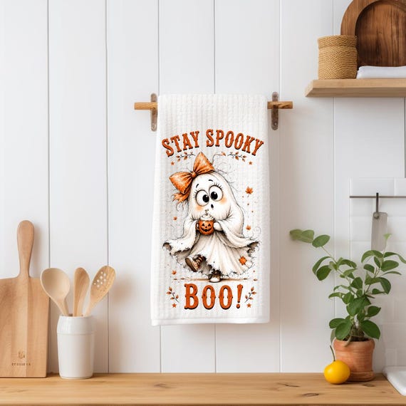 Stay Spooky Halloween Towel | Cute Ghost Kitchen Towel